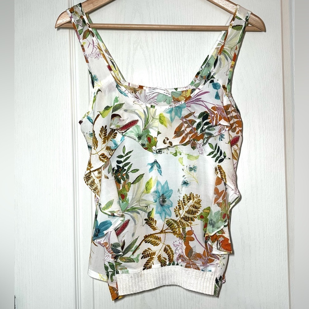 Zara W&B Collection Leafy Floral Ruffle Peplum Cami Top Size S Blogger Favourite